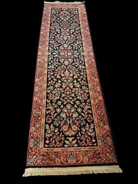 Vtg Karastan Classic Traditions Collection Rug Black Antique Sarouk Wool Runner